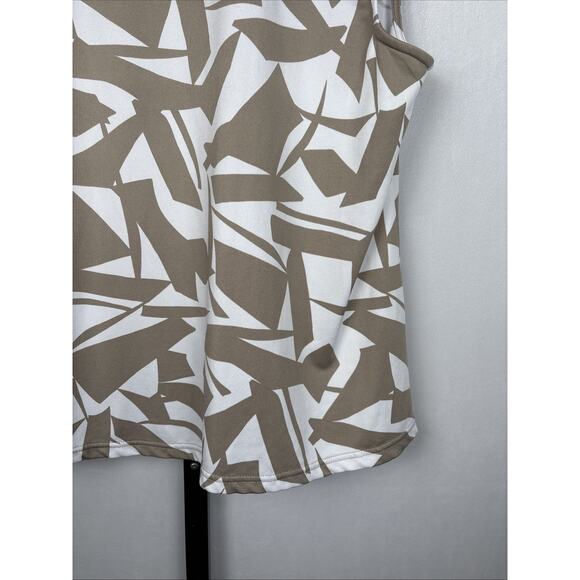 Susan Graver Liquid Knit Tank Top Women's Large Beige Geometric Stretch Workwear - Picture 8 of 11